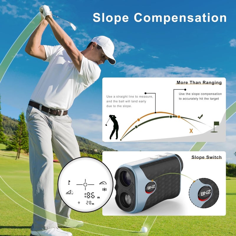 BNZ High Precision Range Finder Golf with Slope Switch for Golf Tournament,Quick,1200 Yards, Flag Pole Locking Vibration,Rechargeable Range Finders with Magnet Stripe,Easy to Use - Image 3